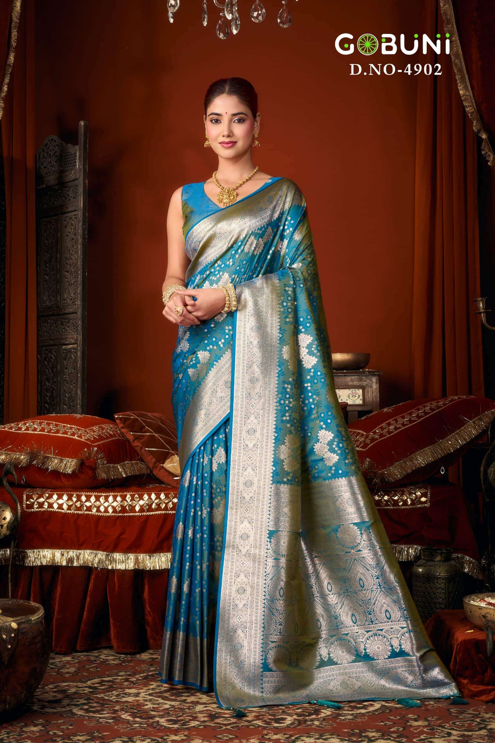 GOBUNI SUKOON Jacquard Silk Printed Saree