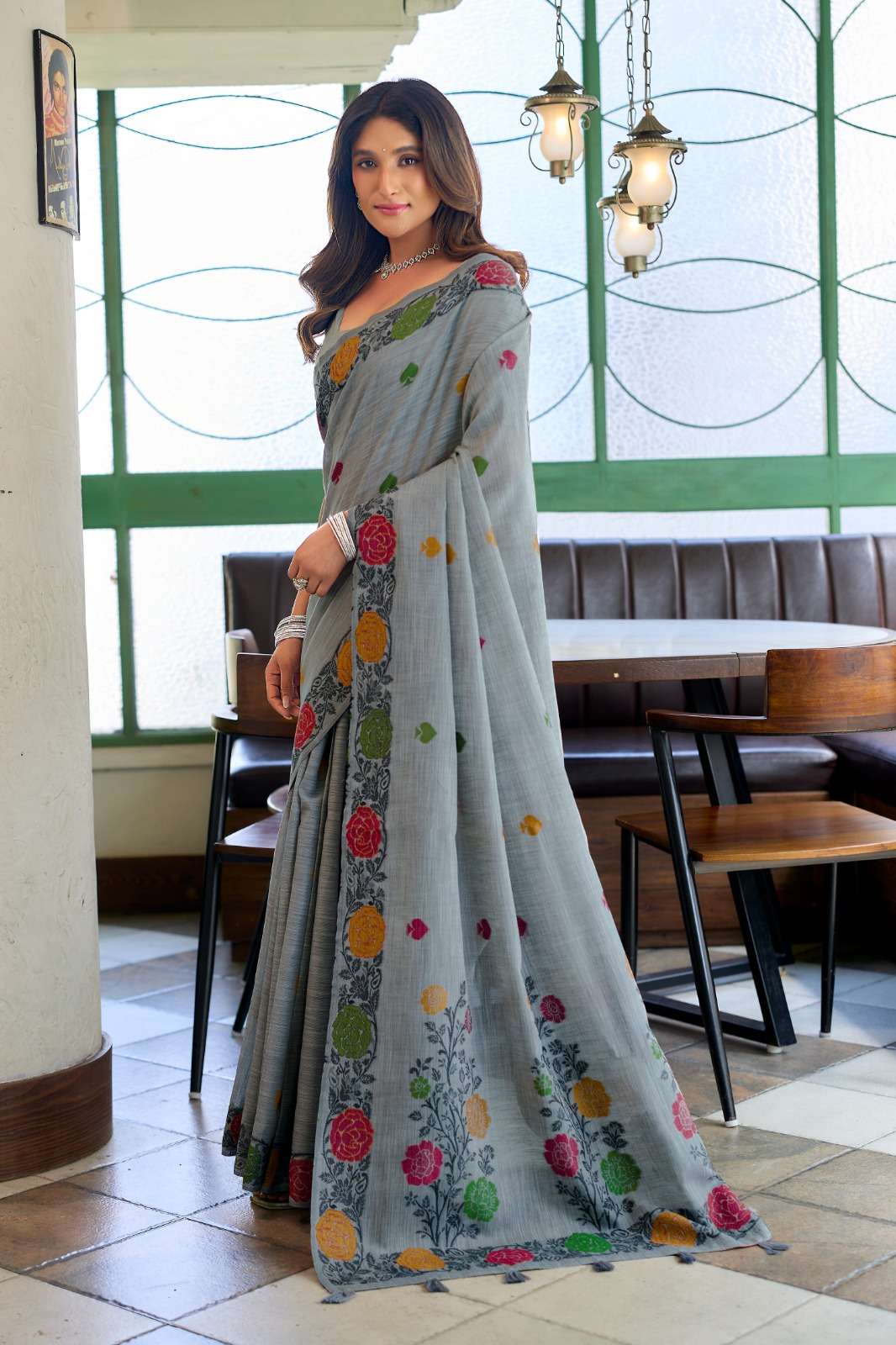 Gobuni Suman 3801 To 3806 Linen Jacquard Handloom Saree - Amrah Wholesale
