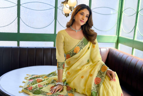 Gobuni Suman 3801 To 3806 Linen Jacquard Handloom Saree - Amrah Wholesale