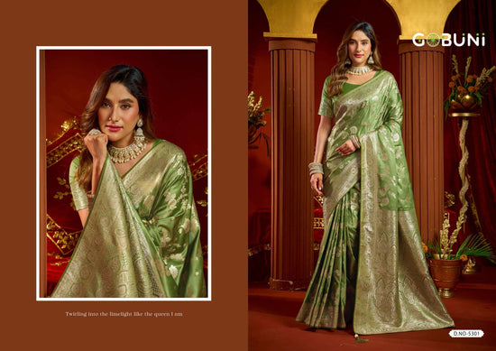 GOBUNI SUMONA Satin Silk Embroidered Sarees