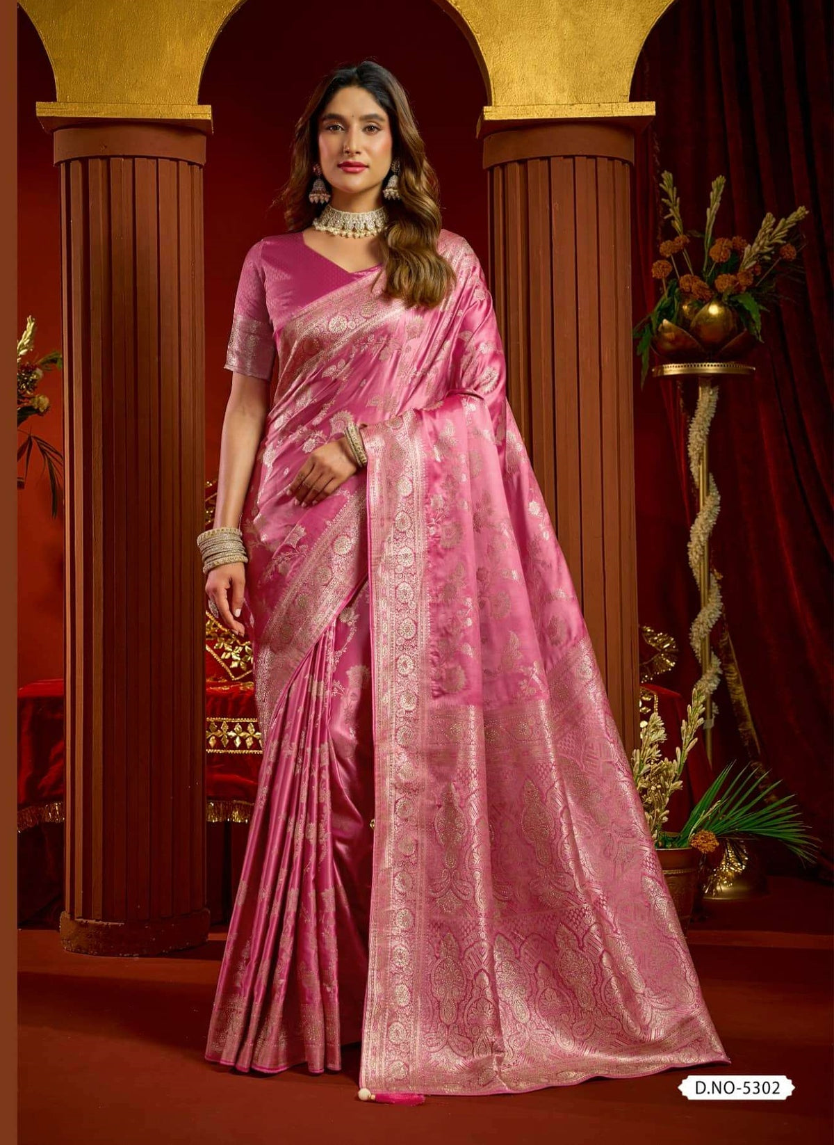 GOBUNI SUMONA Satin Silk Embroidered Sarees