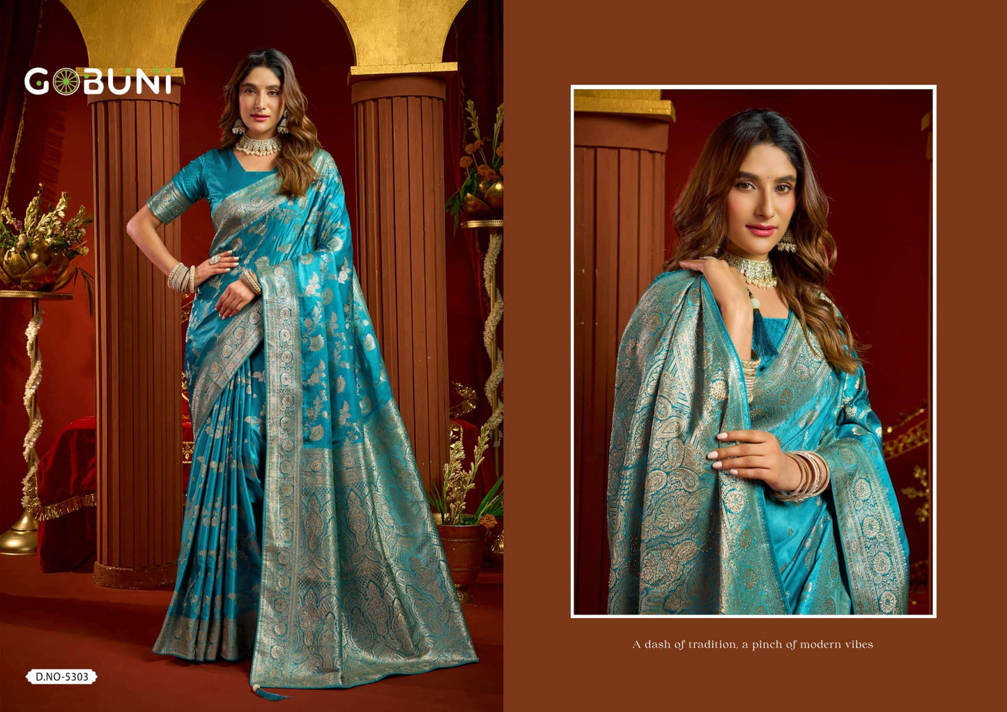 GOBUNI SUMONA Satin Silk Embroidered Sarees