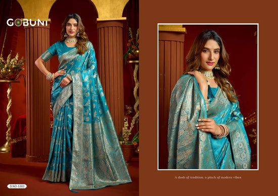 GOBUNI SUMONA Satin Silk Embroidered Sarees
