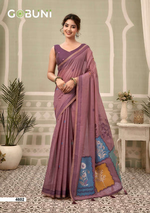 GOBUNI SUSHMA Premium Cotton Printed Saree