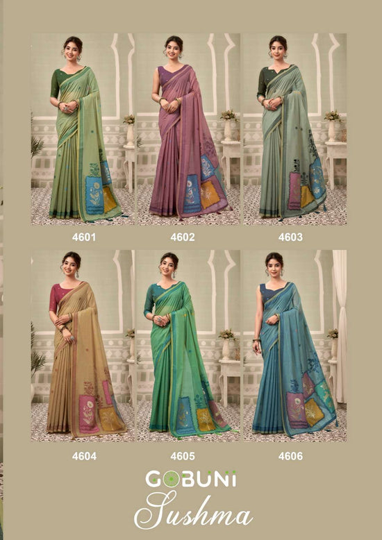 GOBUNI SUSHMA Premium Cotton Printed Saree - Amrah Wholesale