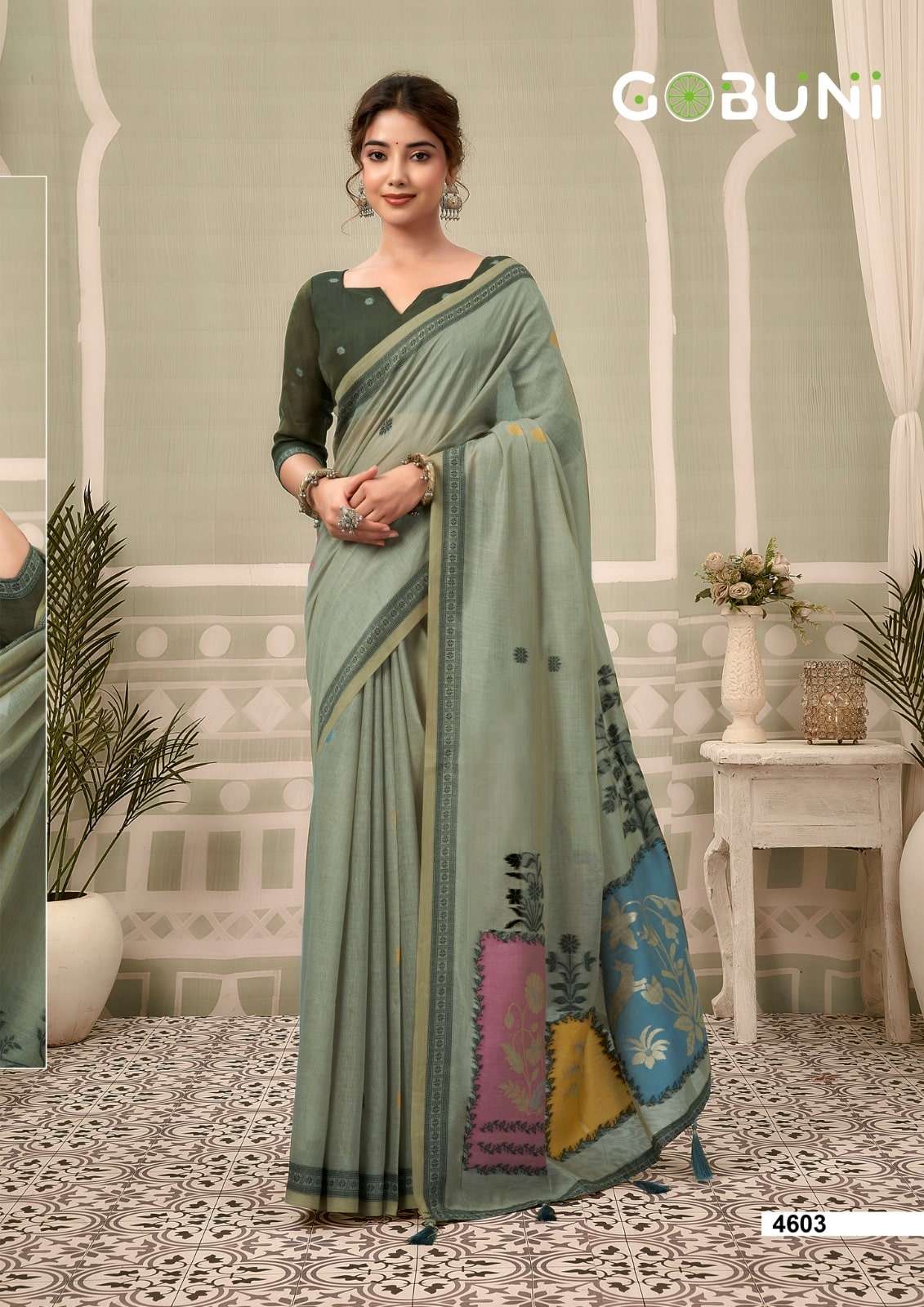 GOBUNI SUSHMA Premium Cotton Printed Saree - Amrah Wholesale