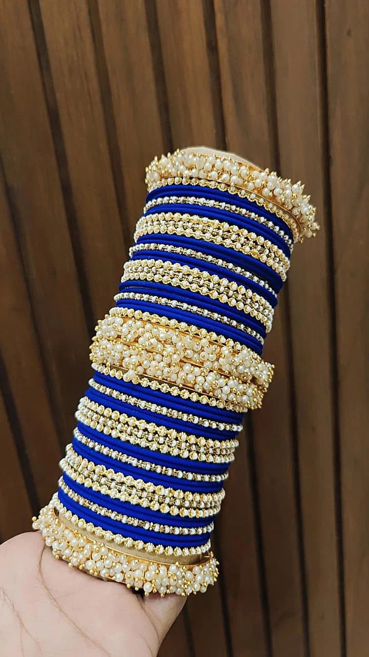 Gold Plated Floral Motif Stone Work Bangles 1