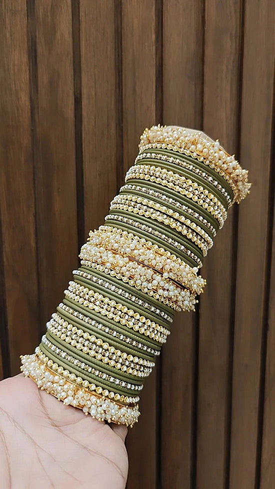 Gold Plated Floral Motif Stone Work Bangles 1