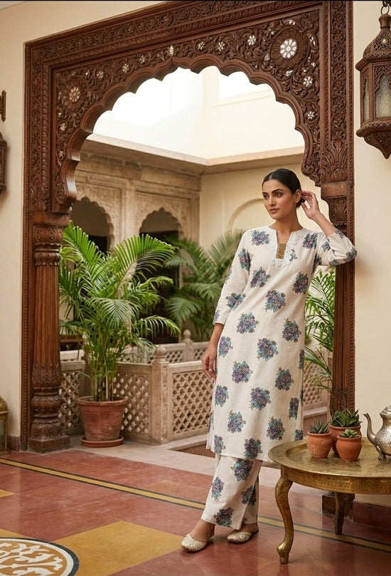 Amrah Wholesale Greeva 01 Cotton Printed Kurti Pant Set