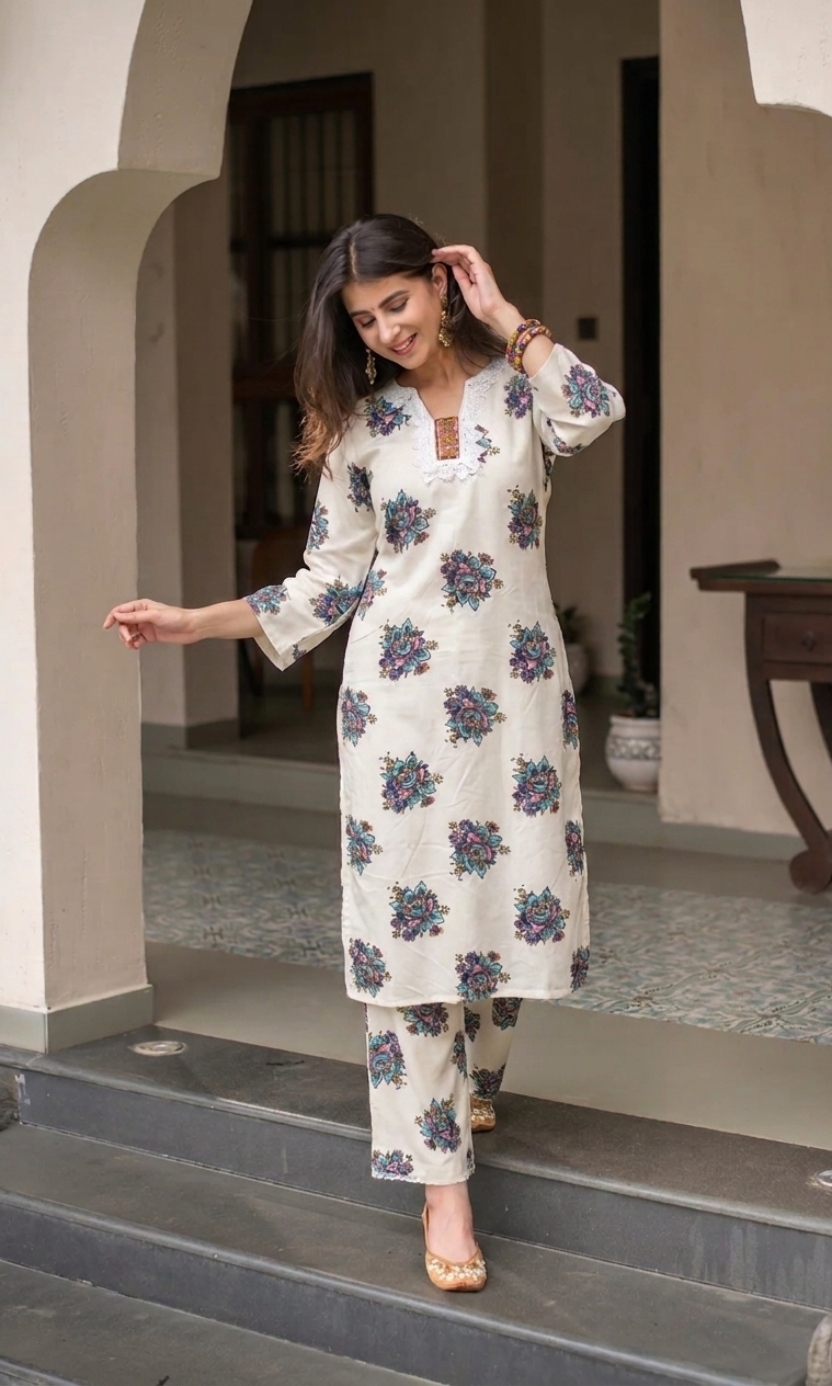 Amrah Wholesale Greeva 01 Cotton Printed Kurti Pant Set