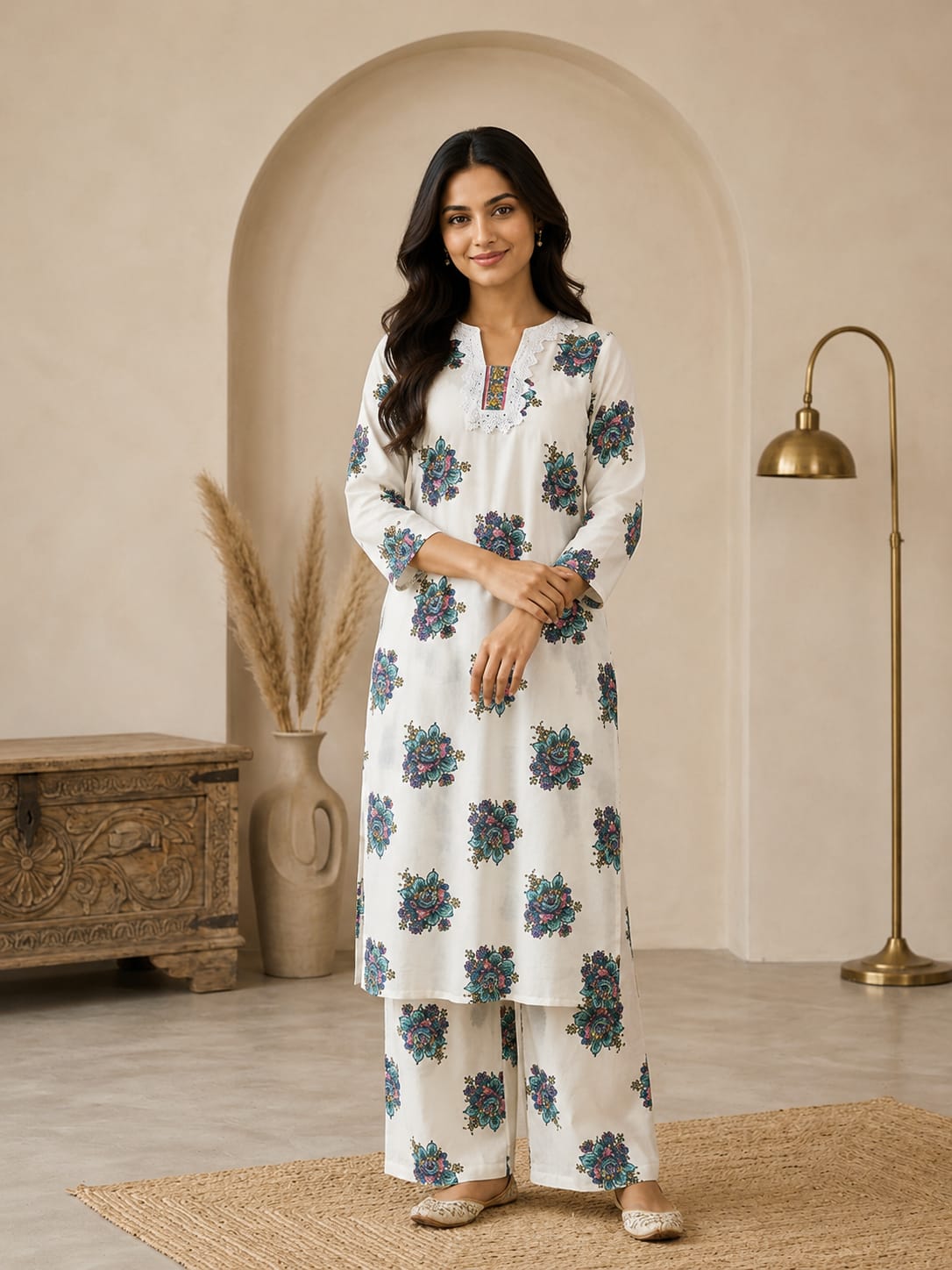 Amrah Wholesale Greeva 01 Cotton Printed Kurti Pant Set
