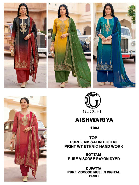 Gucchi Aishwariya 1003 Pure Jam Satin Dress Material