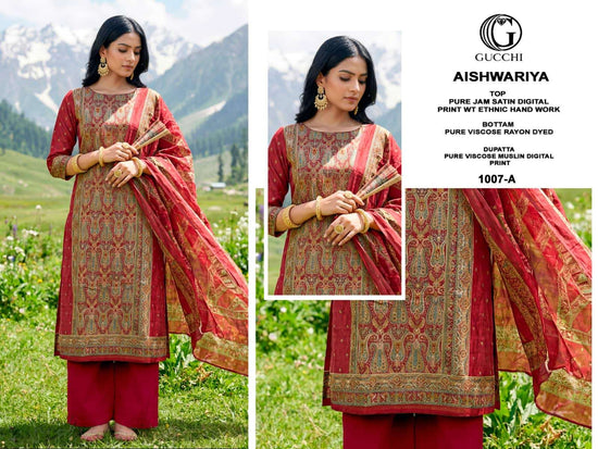 Gucchi Aishwariya 1007 Pure Jam Satin Dress Material