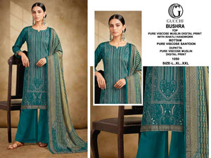 Gucchi Bushra 1043 To 1050 Pure Muslin Pakistani Suit Set