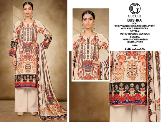 Gucchi Bushra 1043 To 1050 Pure Muslin Pakistani Suit Set - Amrah Wholesale