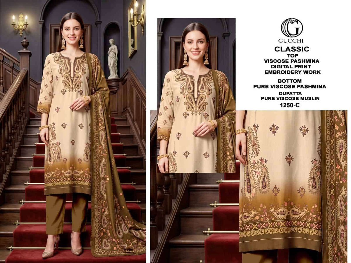 Gucchi Classic 1250 Pure Viscose Pashmina Salwar Kameez