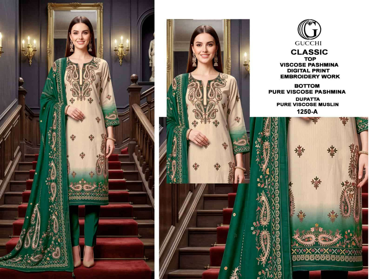 Gucchi Classic 1250 Pure Viscose Pashmina Salwar Kameez