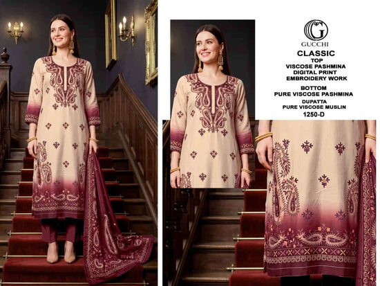 Gucchi Classic 1250 Pure Viscose Pashmina Salwar Kameez