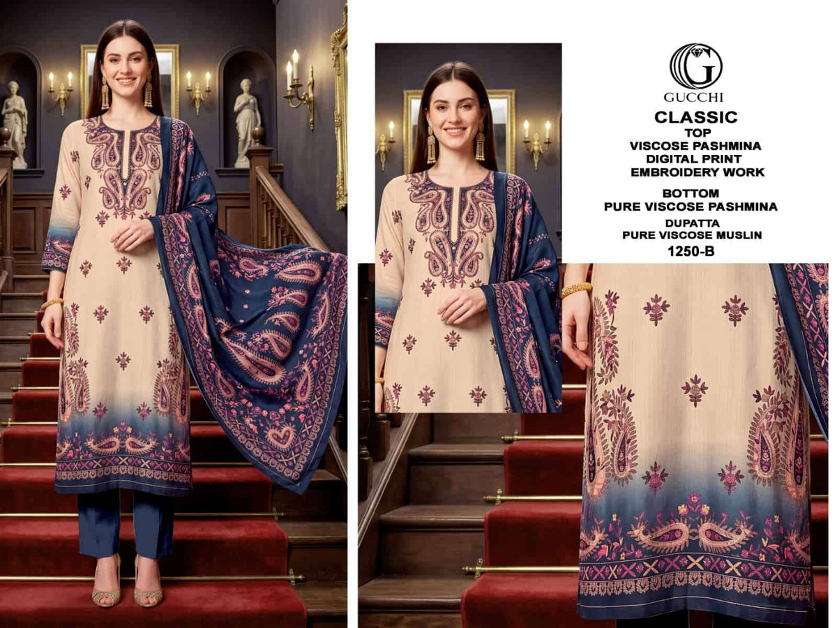 Gucchi Classic 1250 Pure Viscose Pashmina Salwar Kameez