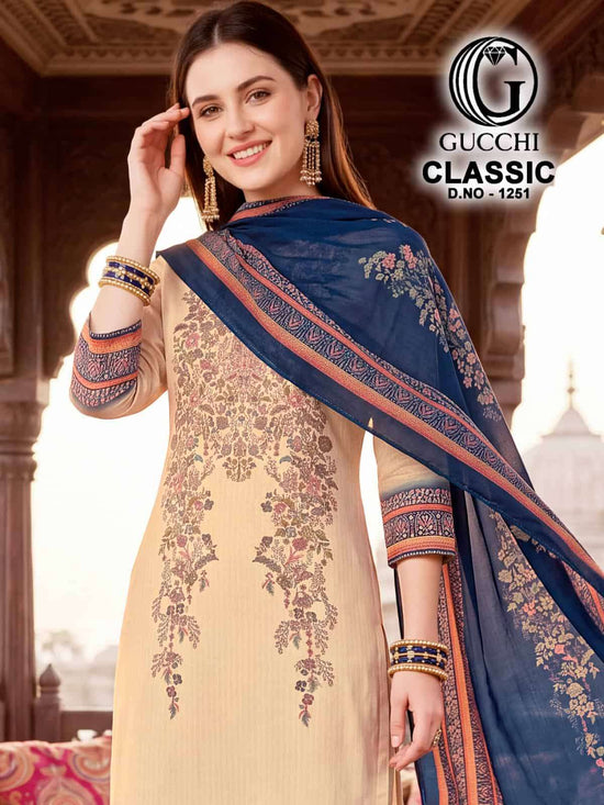 Gucchi Classic Gucchi Classic 1251 Pure Viscose Pashmina Digital Printed Dress Material