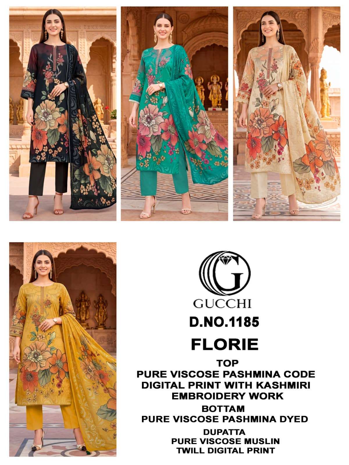 Gucchi Florie 1185 Pure Viscose Pashmina Dress Material