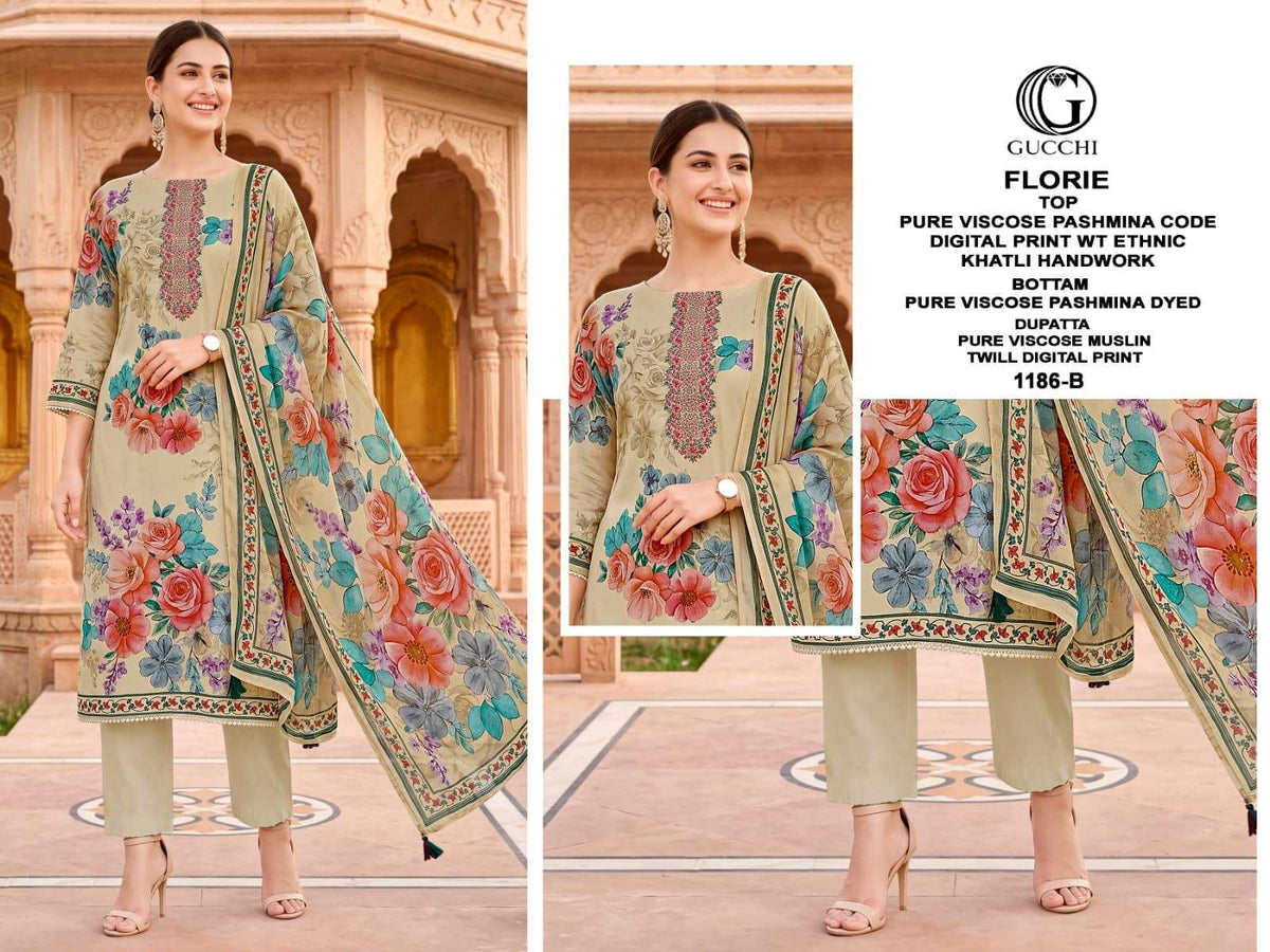 Gucchi Florie 1186 Pure Viscose Pashmina Dress Material