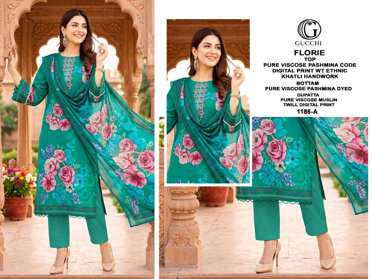 Gucchi Florie 1186 Pure Viscose Pashmina Dress Material