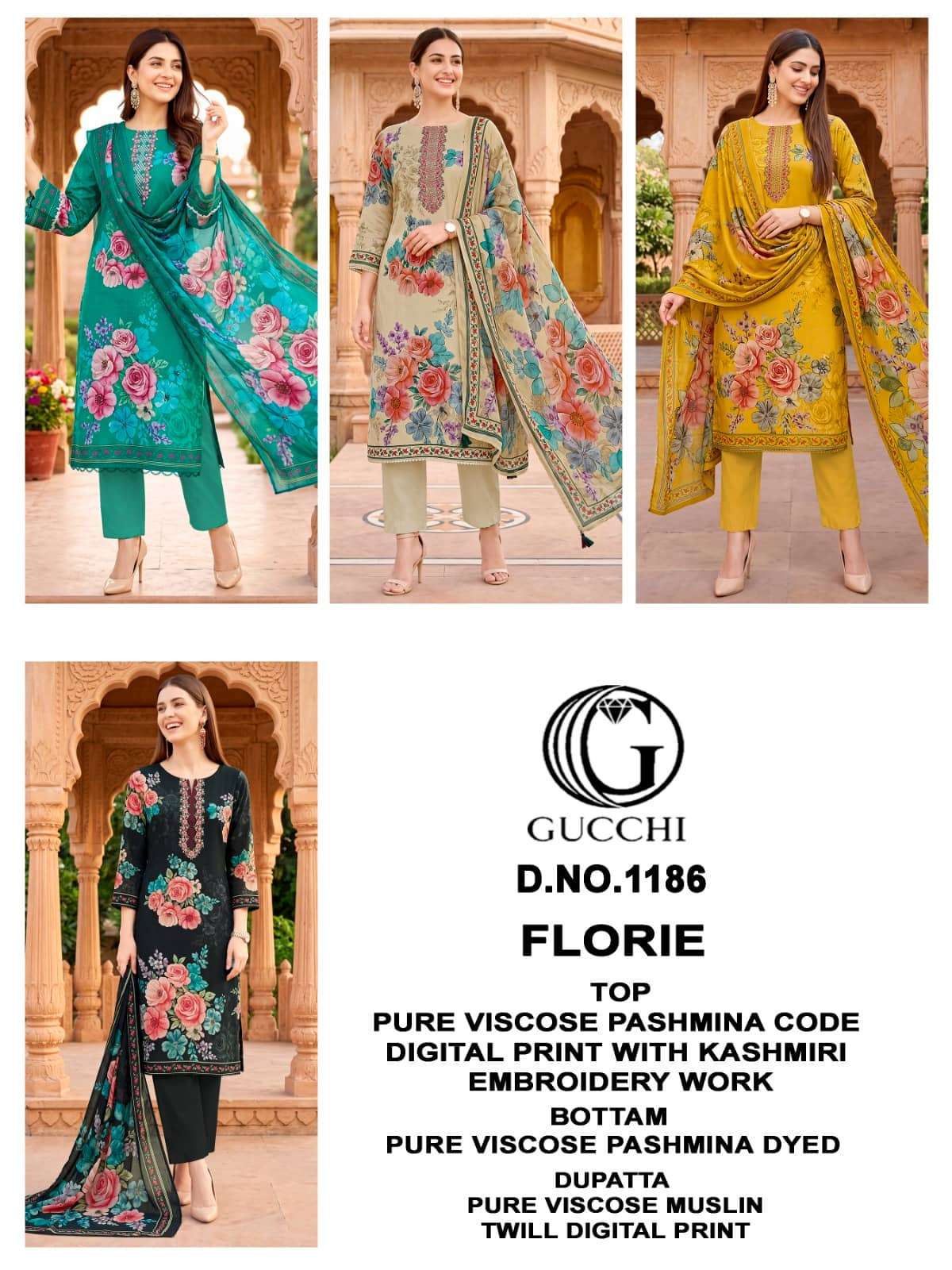 Gucchi Florie 1186 Pure Viscose Pashmina Dress Material