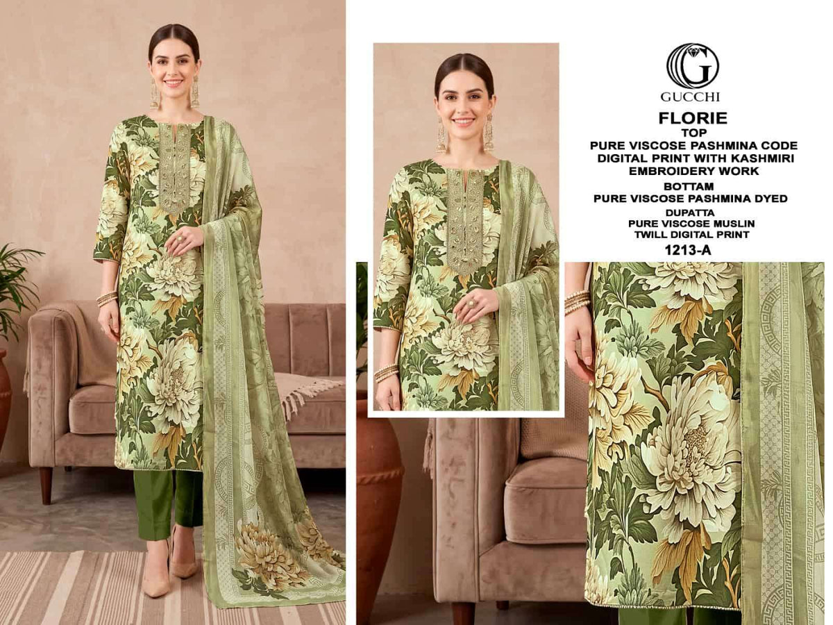 Gucchi Florie 1213 Pure Viscose Pashmina Dress Material