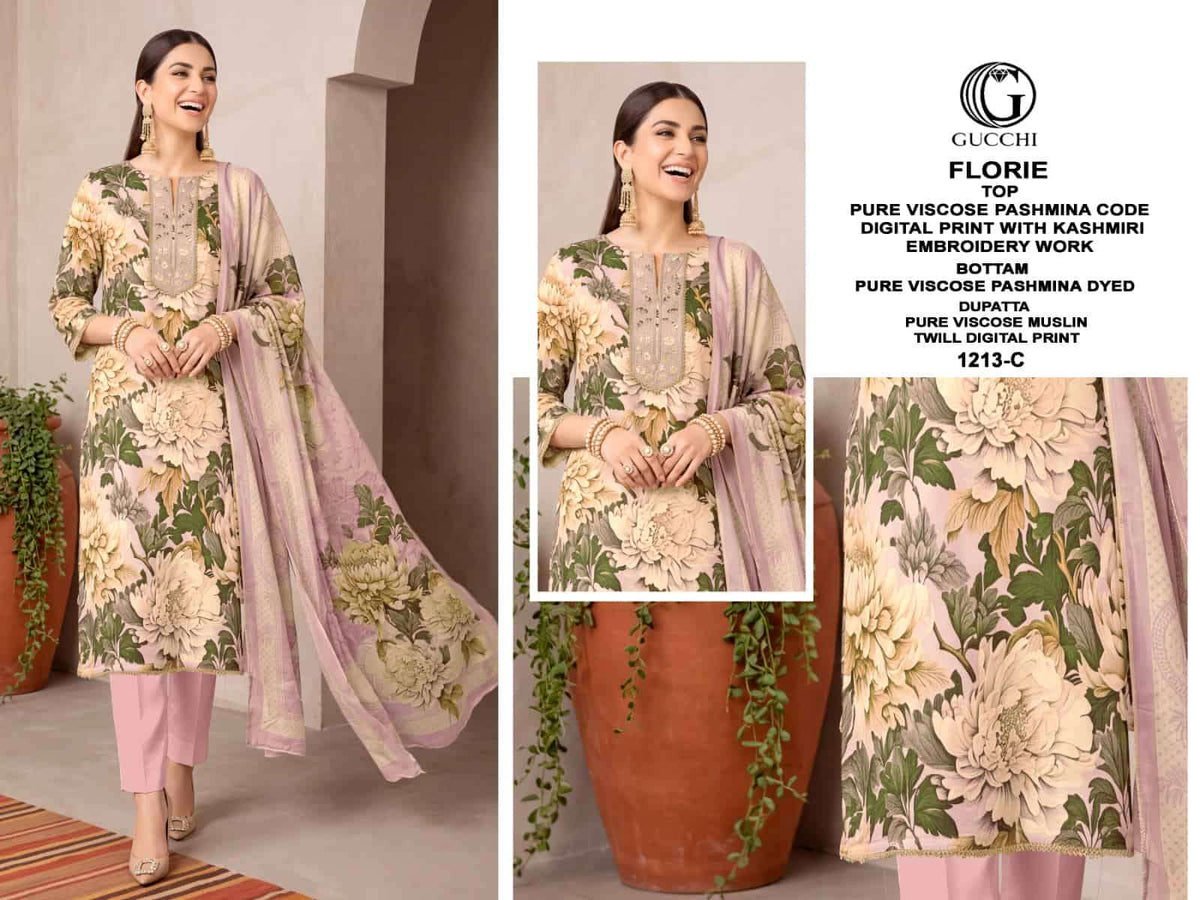 Gucchi Florie 1213 Pure Viscose Pashmina Dress Material