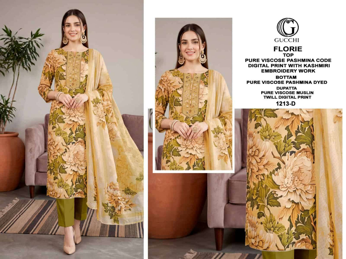 Gucchi Florie 1213 Pure Viscose Pashmina Dress Material