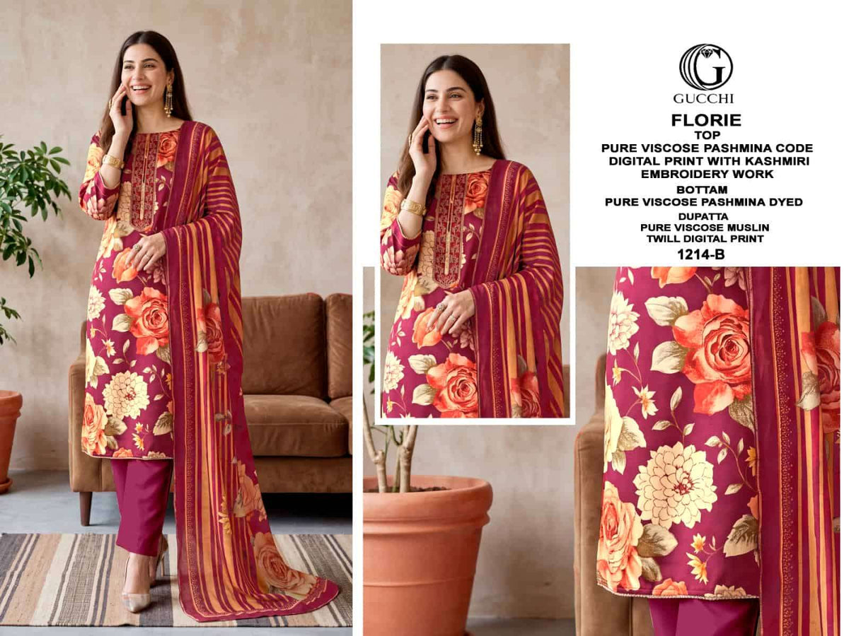 Gucchi Florie 1214 Pure Viscose Pashmina Dress Material