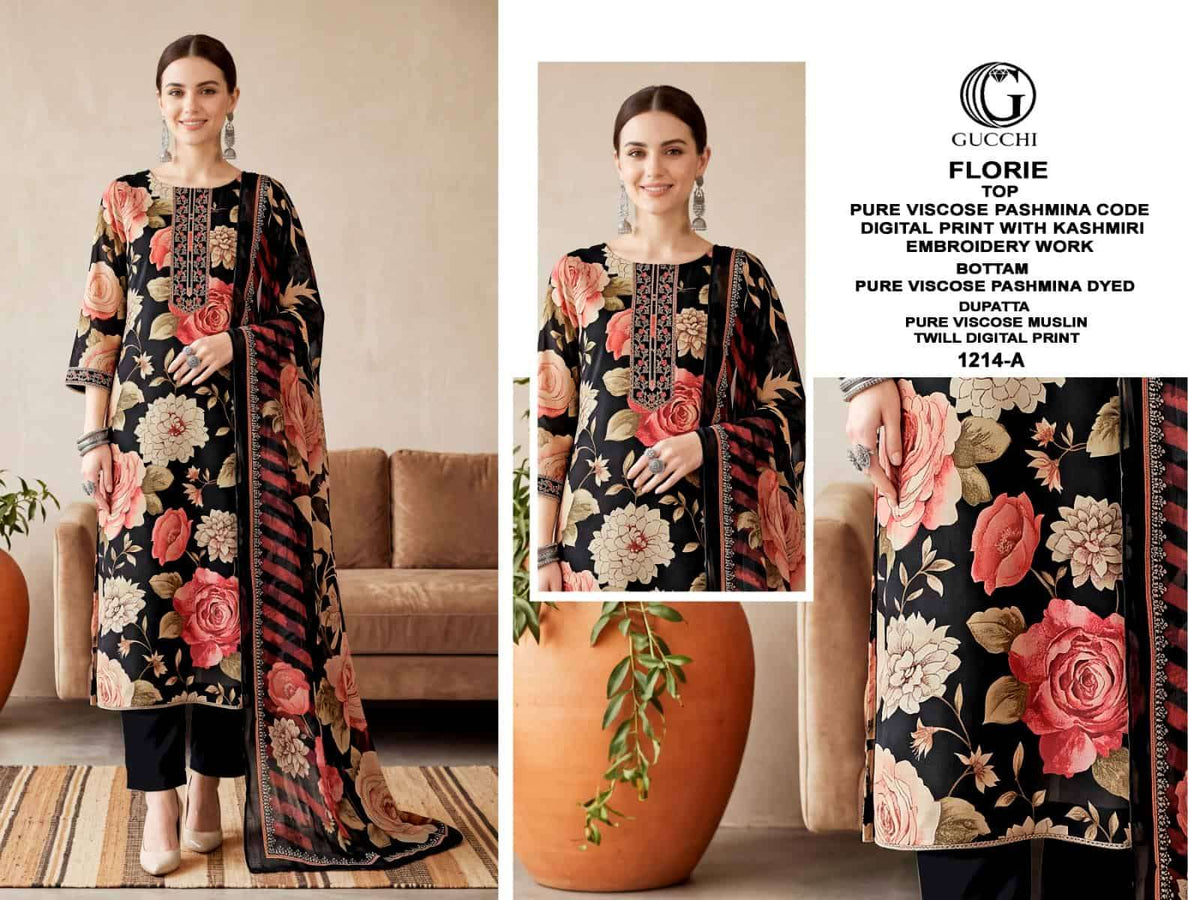 Gucchi Florie 1214 Pure Viscose Pashmina Dress Material