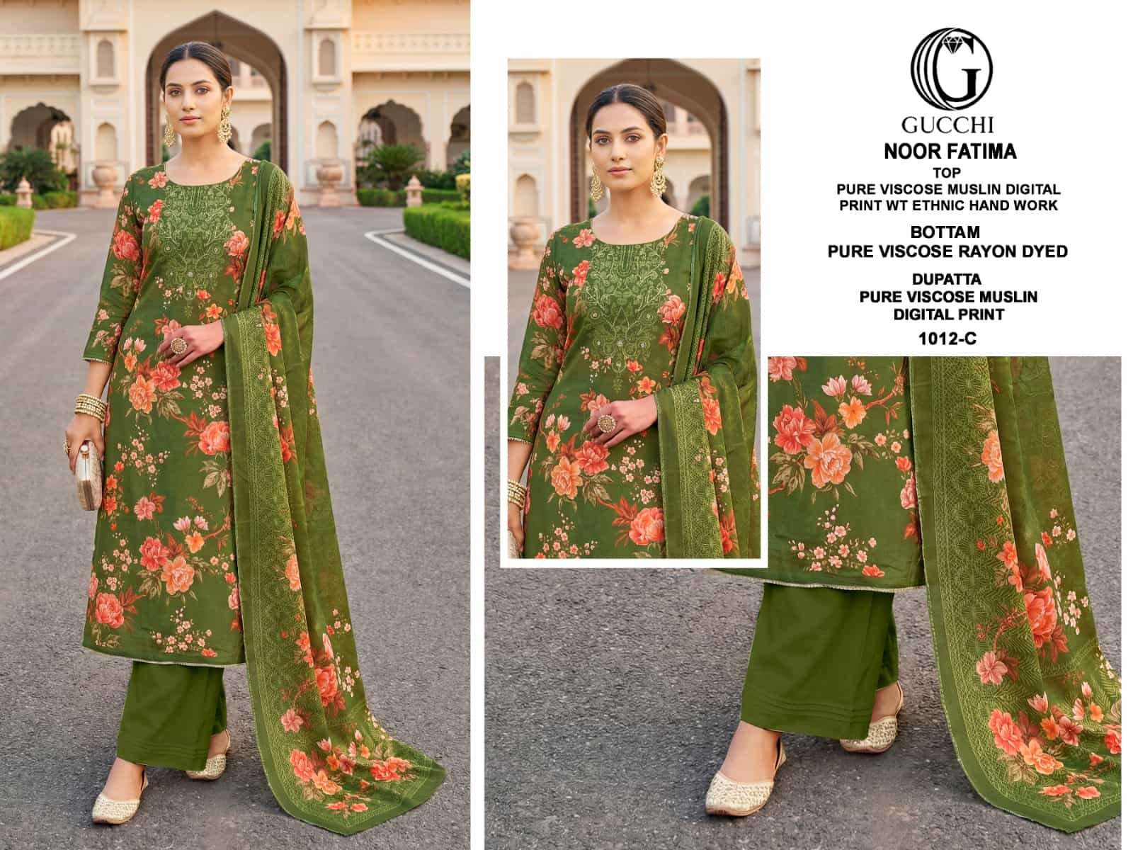 Gucchi Noor Fatima 1012 Premium Viscose Muslin Dress Material