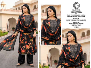 Gucchi Noor Fatima 1012 Premium Viscose Muslin Dress Material - Amrah Wholesale