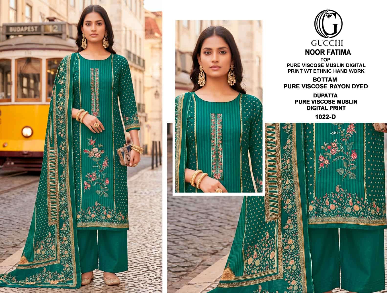 Gucchi Noor Fatima 1022 Pure Viscose Muslin Dress Material