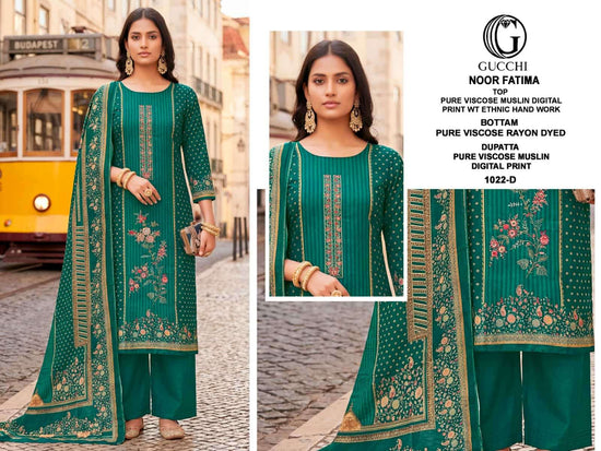 Gucchi Noor Fatima 1022 Pure Viscose Muslin Dress Material