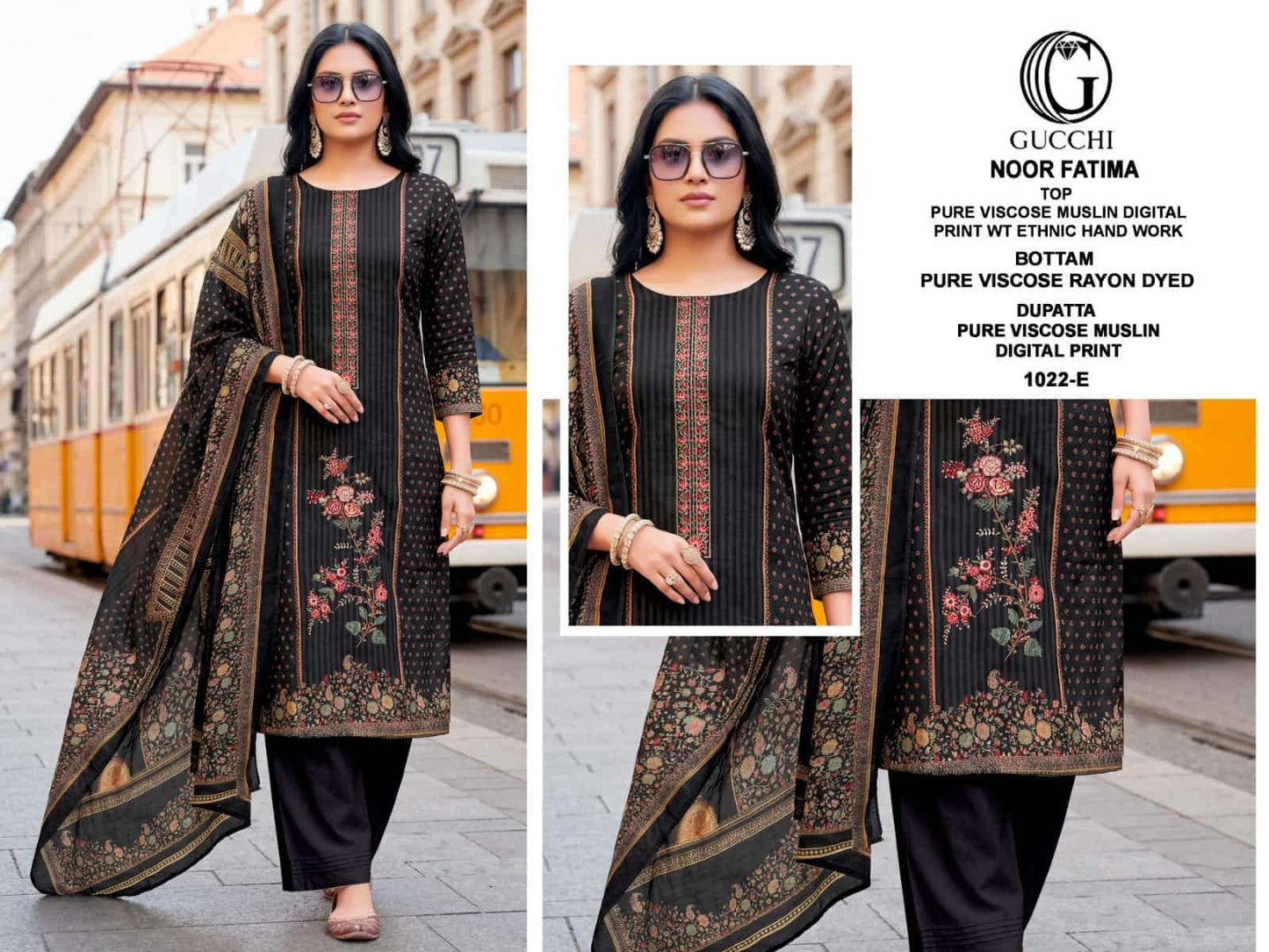 Gucchi Noor Fatima 1022 Pure Viscose Muslin Dress Material