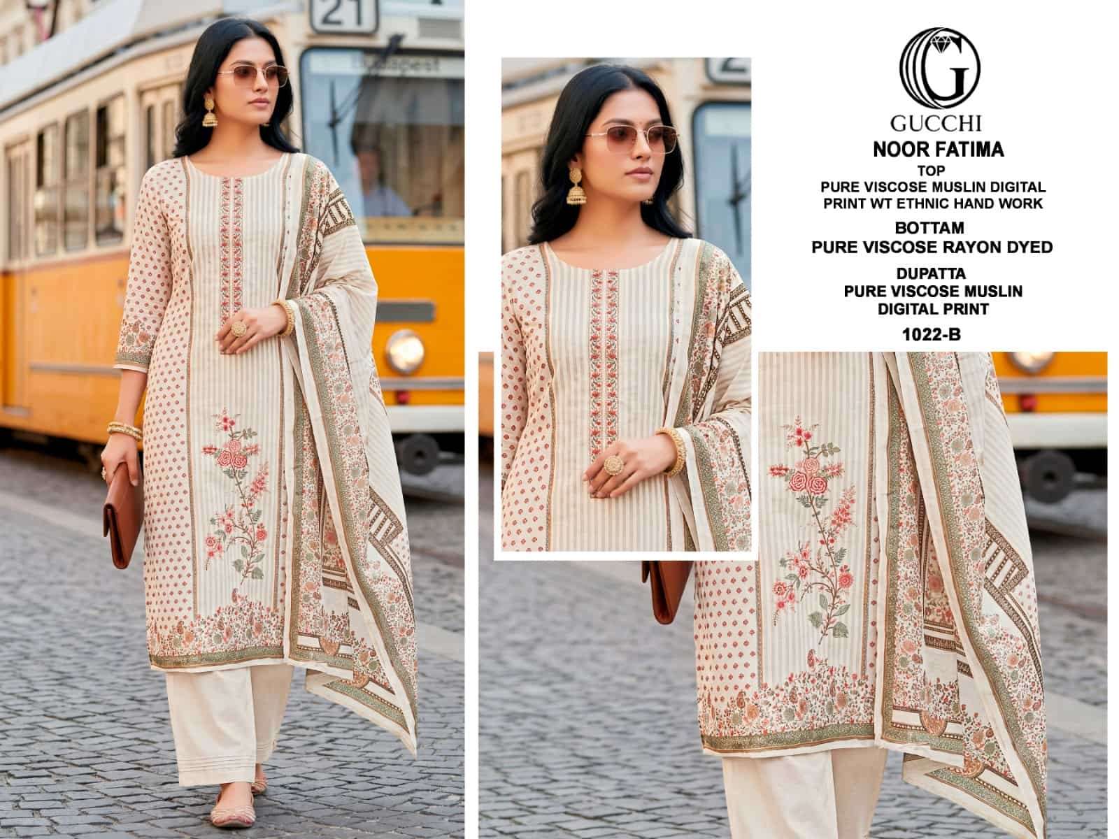 Gucchi Noor Fatima 1022 Pure Viscose Muslin Dress Material