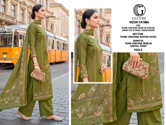 Gucchi Noor Fatima 1022 Pure Viscose Muslin Dress Material