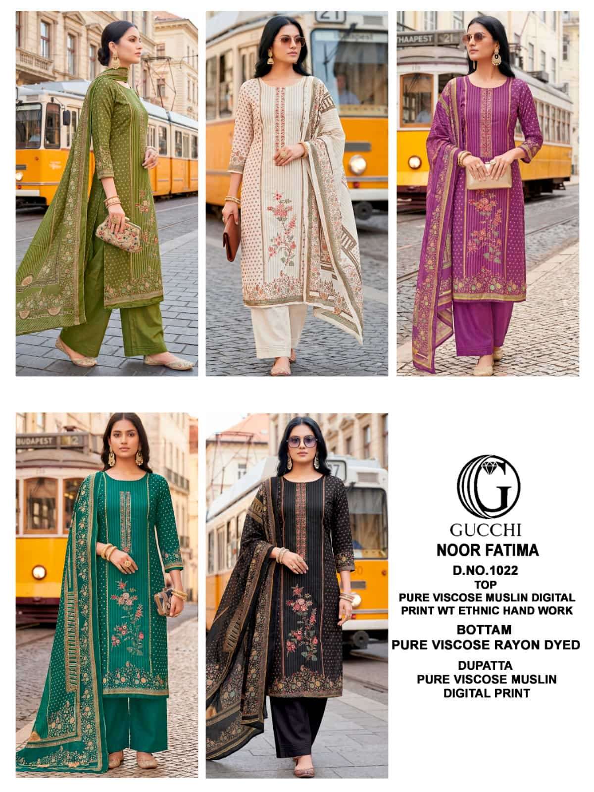 Gucchi Noor Fatima 1022 Pure Viscose Muslin Dress Material