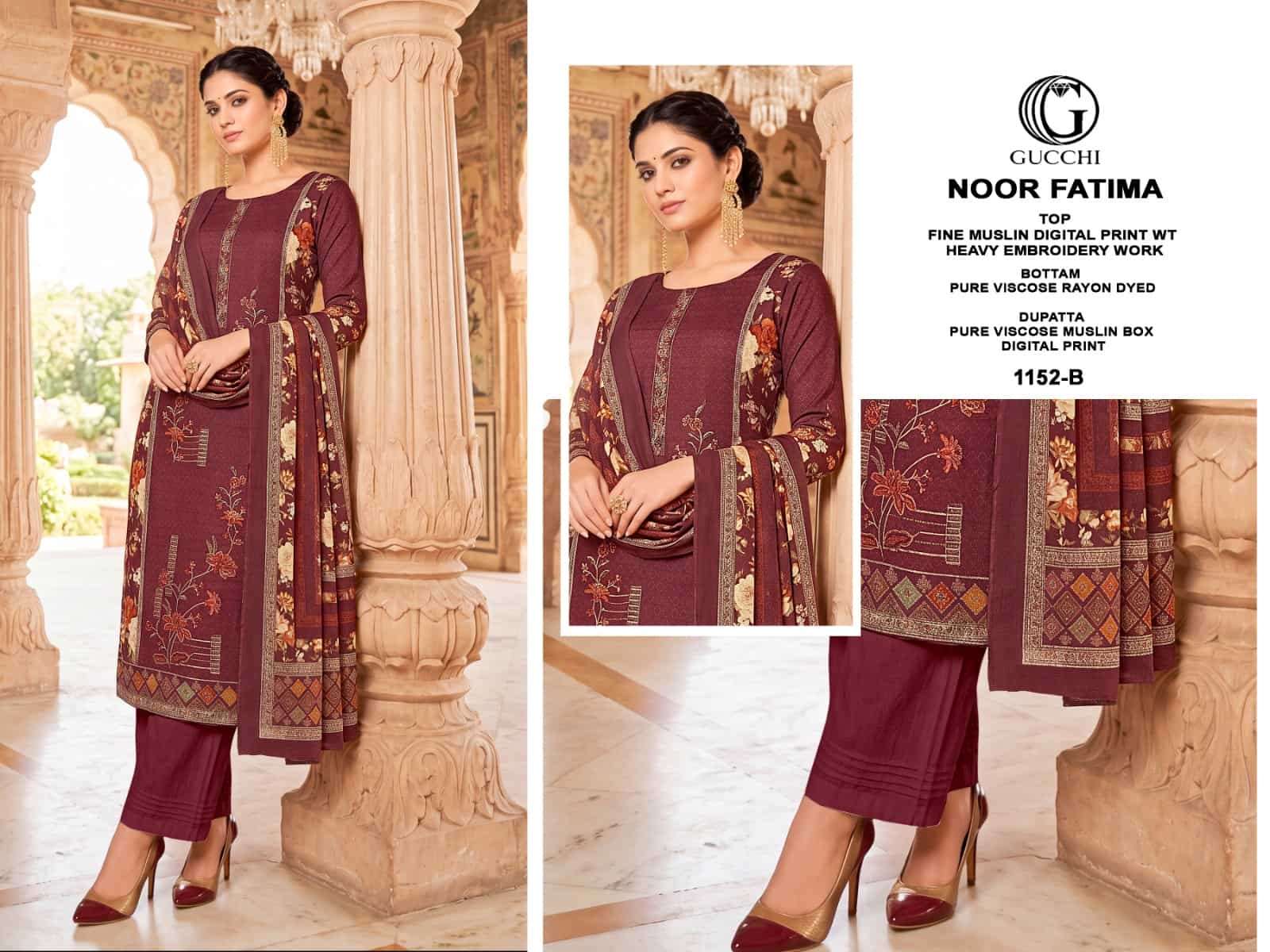 Gucchi Noor Fatima 1152 Pure Viscose Muslin Dress Material