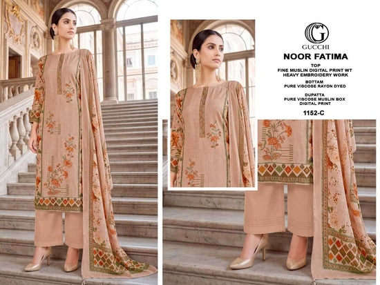 Gucchi Noor Fatima 1152 Pure Viscose Muslin Dress Material