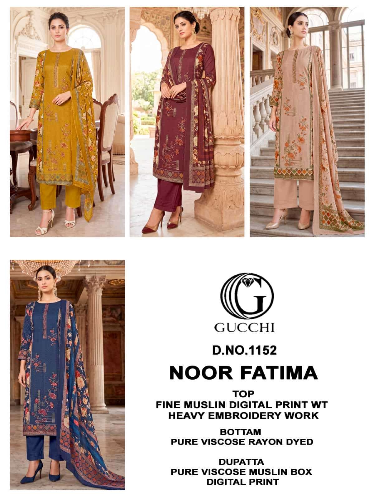 Gucchi Noor Fatima 1152 Pure Viscose Muslin Dress Material
