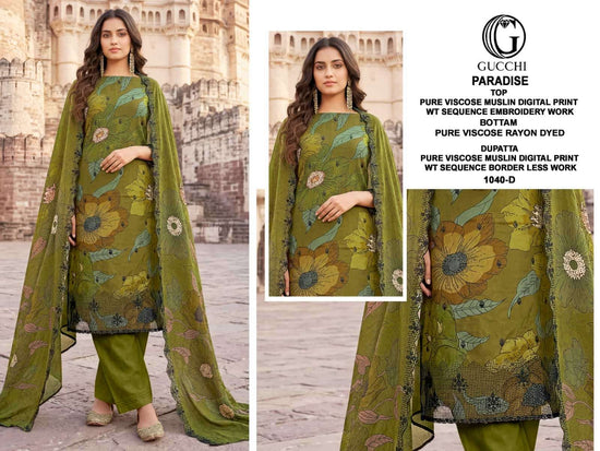 Gucchi Paradise 1040 Premium Viscose Muslin Dress Material - Amrah Wholesale