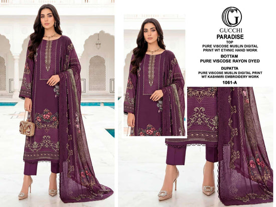 Gucchi Paradise 1061 Pure Viscose Muslin Dress Material