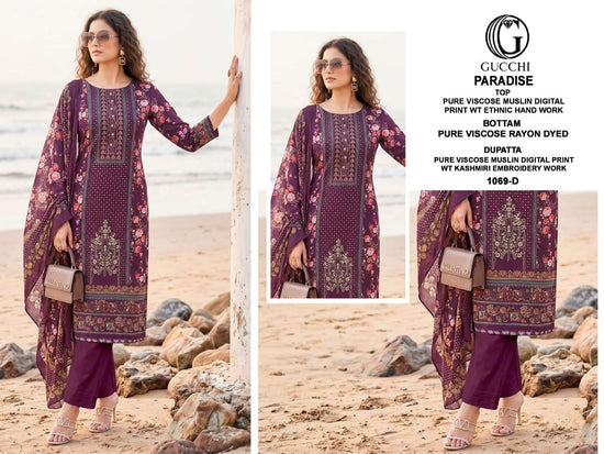 Gucchi Paradise 1069 Pure Viscose Muslin Dress Material
