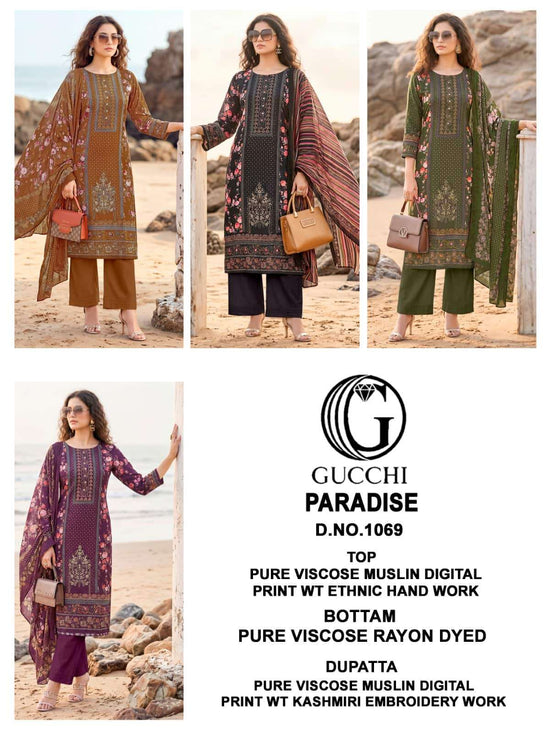 Gucchi Paradise 1069 Pure Viscose Muslin Dress Material