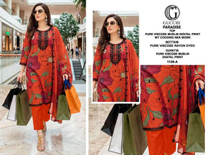Gucchi Paradise 1136 Premium Viscose Muslin Dress Material - Amrah Wholesale