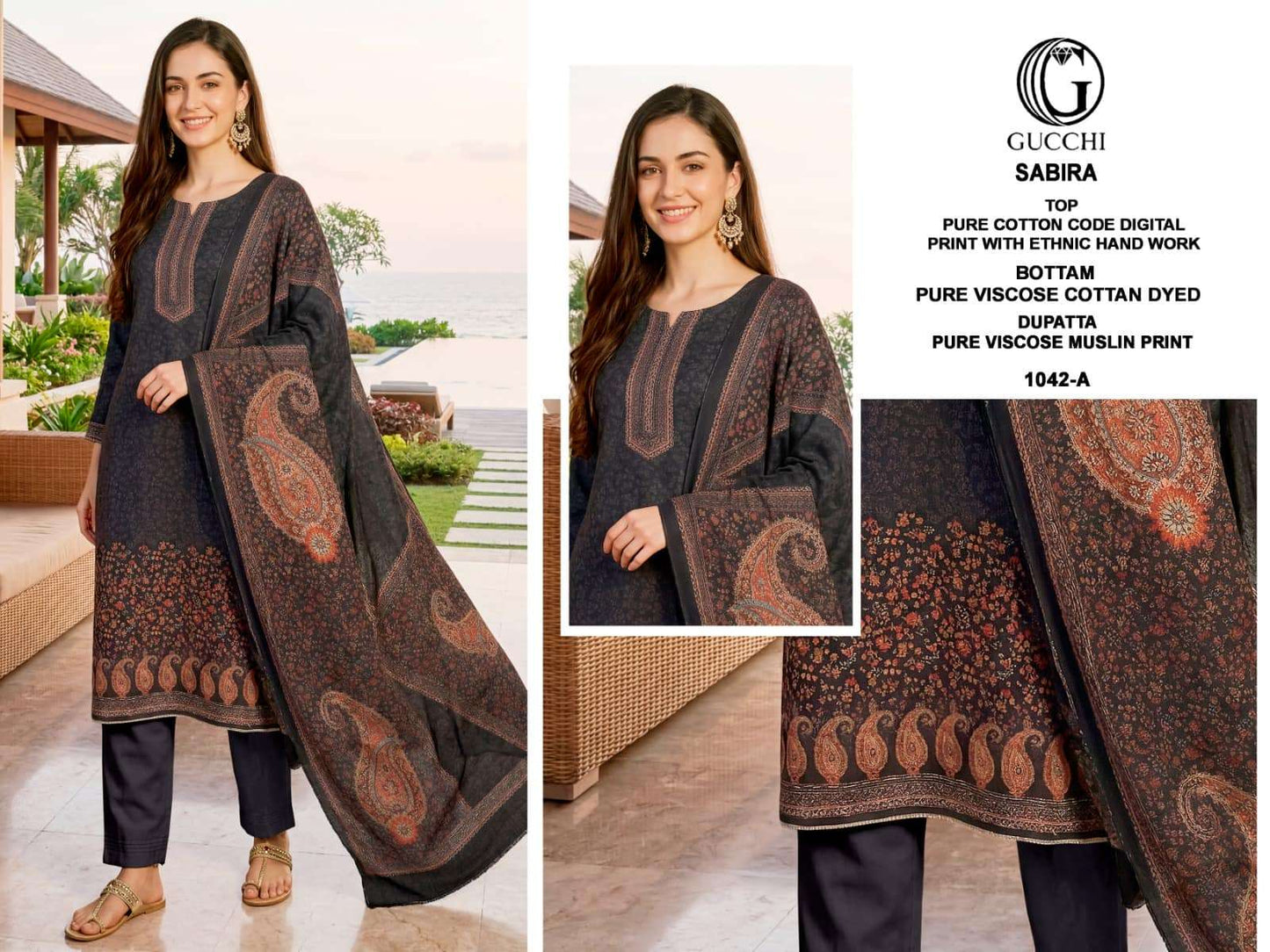 Gucchi Sabira 1042 Pure Cotton Digital Printed Dress Material - Amrah Wholesale